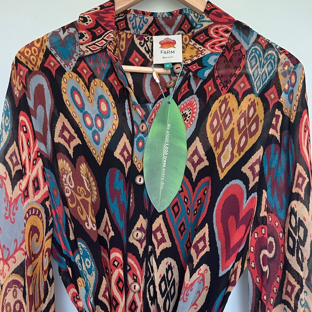 FARM Rio Multicolor Heart Pattern Dress Medium